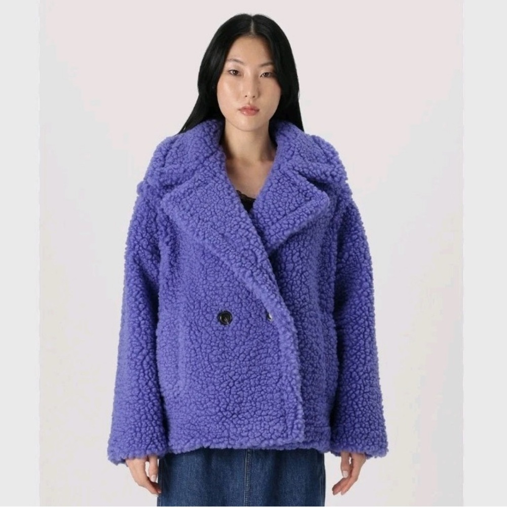 Ugg Gertrude Periwinkle Faux Sherpa Teddy Coat AMAZINGGGG Viral! - Large